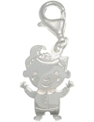 Sterling Silver Jewelry Accessory Charm Laser-cut Boy with Curl