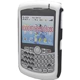 Premium 2 in 1 White Thin Silicone Skin with Black Rubberized Snap on Hard Skin Cover Case for Blackberry Curve 8300 8310 8330 Ultimate Protection