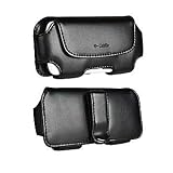 Superior Horizontal Leather Pouch with Micro Suede Lining - Black - Retail Packing