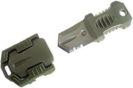 DLP Tactical Pocket Shiv EDC Mini Knife with Sheath and MOLLE Mount (Serrated Blade Green)