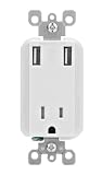 Leviton T5630-W 2.1-Amp USB Charger/Tamper-Resistant Receptacle, 15-Amp/125-Volt, White