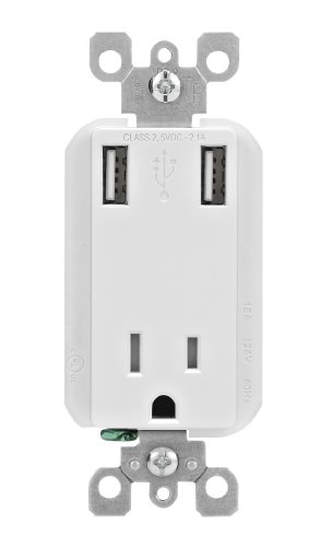 15-Amp USB Charger/Tamper-Resistant Receptacle, 125-volt, 2.1-amp, T5630