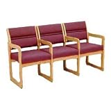 3 Seater Reception Sofa With 4 Armrests Medium Oak Burgundy