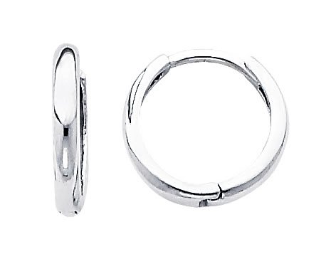 Cheap 14k White Gold 2mm Thickness Small Huggies Earrings for Kids & Teens (0.4
