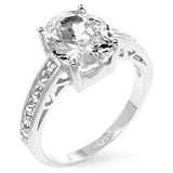 .925 Sterling Silver Engagement Ring with Clear Round Cz - Size: 5-10