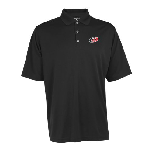 Antigua Men's NHL Carolina Hurricanes Exceed Desert Dry Xtra-Lite Short Sleeve Polo, Black, Large