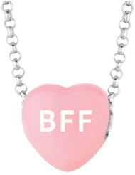 Sterling Silver 10mm Lt Pink enamel Sweethearts BFF Heart Pendant