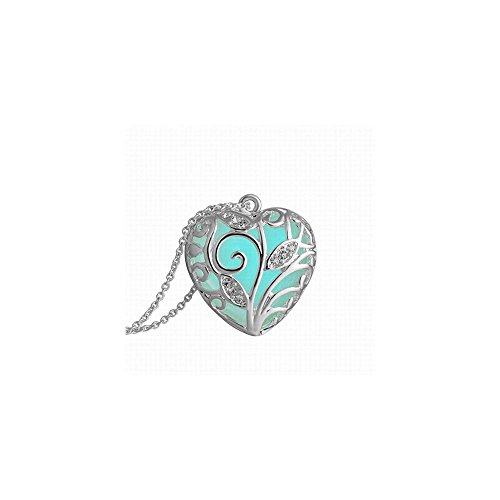 Ammazona Magical Aqua Blue Tree Heart Glow In The Dark Pendant Necklace Gift