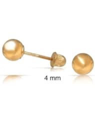 Bling Jewelry 14K Yellow Gold Baby Children Ball Studs Safety Screw Back 4mm