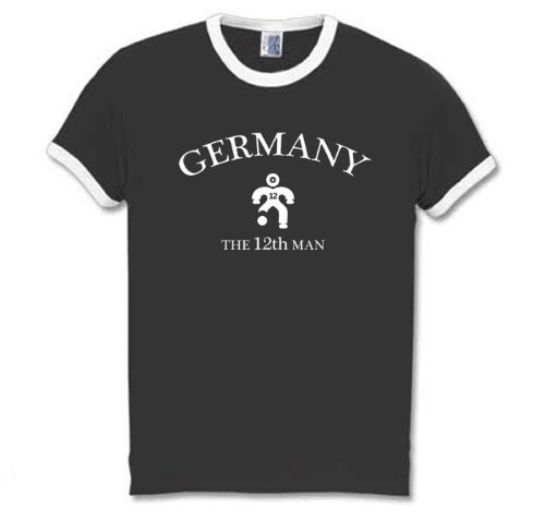 EM 2012 – Deutschland – THE 12TH MAN – GERMANY – EM 2012 BLACK-WHITE Ringer-T-Shirt Schwarz S