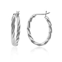 Sterling Silver Tarnish-Free 3mm Medium Oval Twist Hoop Earring