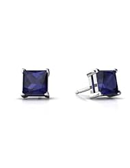 Genuine Sapphire 14kt White Gold Stud Earrings