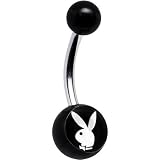 Classic Playboy Bunny Black Acrylic Logo Belly Button Ring