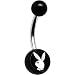 Classic Playboy Bunny Black Acrylic Logo Belly Button Ring