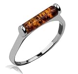 Baltic Honey Amber and Sterling Silver Barrel Ring Sizes 5,6,7,8,9,10,11,12