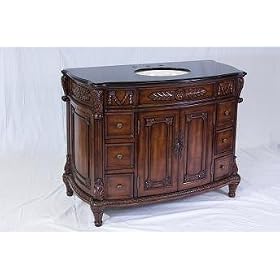 Hand Crafted Two Doors Six Drawers Single Sink Bathroom Vanity with Granite Top