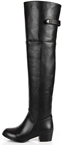 Skyli Women's Plus Size Side Zipper Up Riding Boots 36EU Black