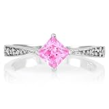 Elisa's Promise Ring - Pink Princess Cut CZ