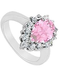 Pink Topaz and Diamond Ring 14K White Gold - 1.50 CT TGW