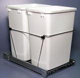 Pull-Out Waste Container, 2-35 qt, w/FE Slides, Chrome/White