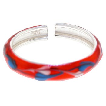 Sterling Silver 925 RED Hand Painted URBAN No. 1 Toe Ring