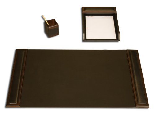 Dacasso Walnut and Leather Desk Set, 3-Piece On Sale