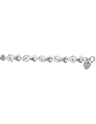 Sterling Silver Charm Bracelet w/ Hearts and Beads