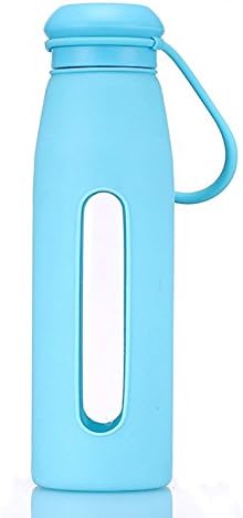 Durable Sport Glass Water Bottle with Silicone Sleeve Eco Friendly 17 Oz - Pure Tasting - Buy a Bottle, Donate to H2O for Life (Blue)