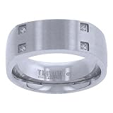 TRITON Stainless Steel Diamond Wedding Band (8.00 mm)