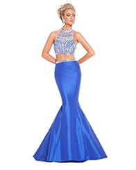 Floor Length Mermaid Beaded  High-Neck Prom Dress/Party Dress  With Rhinestones
