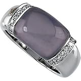 14K White Gold Chalcedony & Diamond Ring