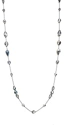Long Necklace for Women Handcrafted Silver Tone Czech Glass and Crystal Bead