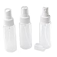 2oz Clear Plastic Spray Mist Bottles - Set of 3 - HDPE Empty Bottles with Pump Spray Cap - Travel Size 2 Ounce - By Chica and Jo