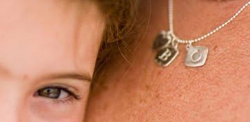 Sterling Silver Mini Round Initial Charm Letter M Hand Stamped Pendant With 18" Silver Bead Chain