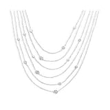 6-Strand Graduated Strand CZ Necklace Rhodium over Sterling Silver