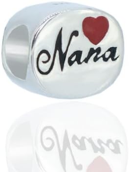 Everbling Red Heart Nana Enamel Authentic 925 Sterling Silver Charm Bead Fits Pandora Chamilia Biagi Troll Charms Europen Style Bracelets