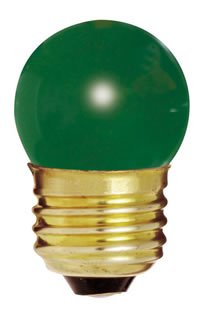 Bulbrite 702407 - 7.5S11G - Green 7.5 Watt S11 Light Bulb, 130 Volt Long Life, Medium Base