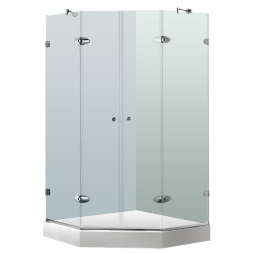 Vigo Industries VG6063CHCL42W Frameless NeoAngle Glass Shower Enclosure, Chrome