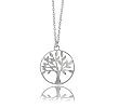 LAVISHY Tree of Life Open Filigree Medallion Necklace - 20" Silver Station Chain Chain