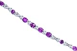 Unique Styling 8.25 carats total weight Oval & Round Cut Amethyst Gemstone Bracelet in Sterling Silver