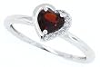 0.62Ct Heart Shaped Garnet and Diamond Ring in 10Kt White Gold