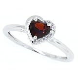 0.62Ct Heart Shaped Garnet and Diamond Ring in 10Kt White Gold