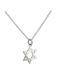 British Jewellery Workshops Silver 18mm Star of David with Rolo chain