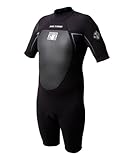 Body Glove Mens 2/1mm Method Short Sleeve Back Zip Springsuit Wetsuit, Black, XX-Large