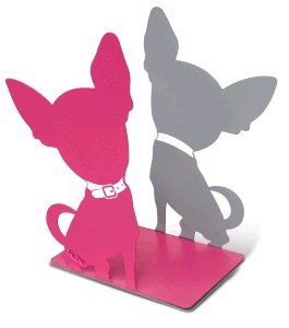 Puppy Dog "Pepe" the Chihuahua Metal Bookends Pink / Grey