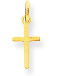 14K Yellow Gold Cross Charm Pendant Religious