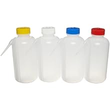 Nalgene 2423-0500 LDPE Color-Coded Unitary Wash Bottle Assortment, 500mL Capacity (Pack of 4)