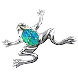 Rhodium Silver Opal Lucky Frog Pendant Hawaiian Jewelry