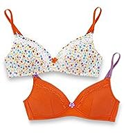 2 Pack Angel Cotton Rich Floral Lace Non-Wired A-C Bras