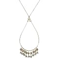 14K Gold Over Silver Pearl and Iolite Tear Drop Necklace